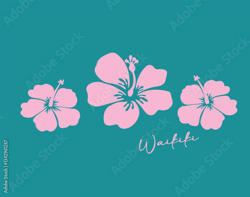 Hawaii flower tropical hibiscus surfer surf  floral funny summer slogan beach beachy ocean flowers swimwear maui tropics Tee t-shirt logo artwork typography tote badge emblem crest Fashion