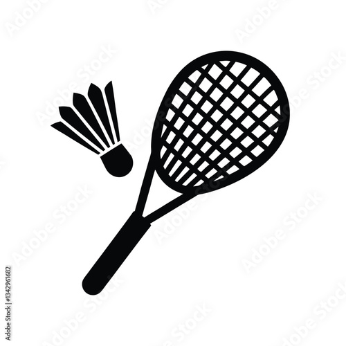badminton racket and shuttlecock vector illustration