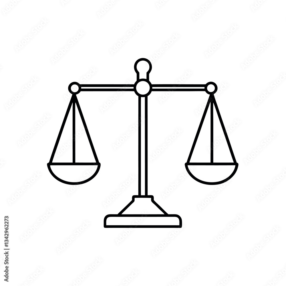 Simple black line drawing of a balance scale. Simple black line drawing of a balance scale.