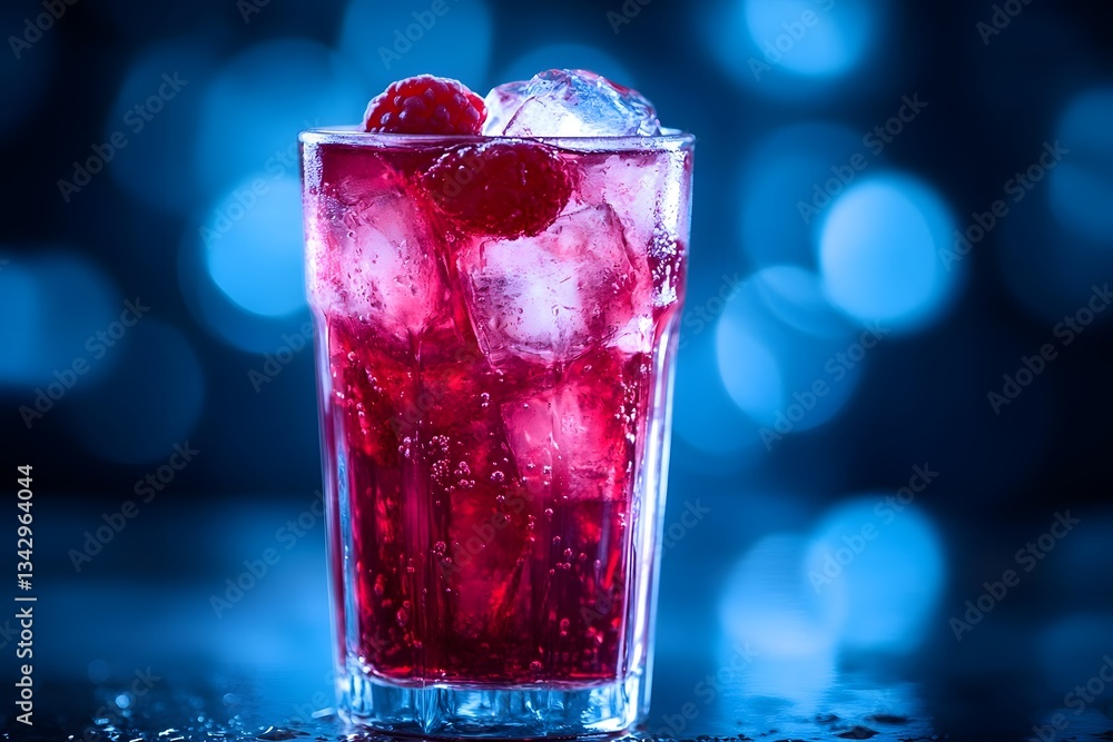 Elegant red cocktail with ice cubes in a glass Elegant red cocktail with ice cubes in a glass