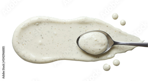 Creamy White Herb Sauce Drizzle on Transparent Background