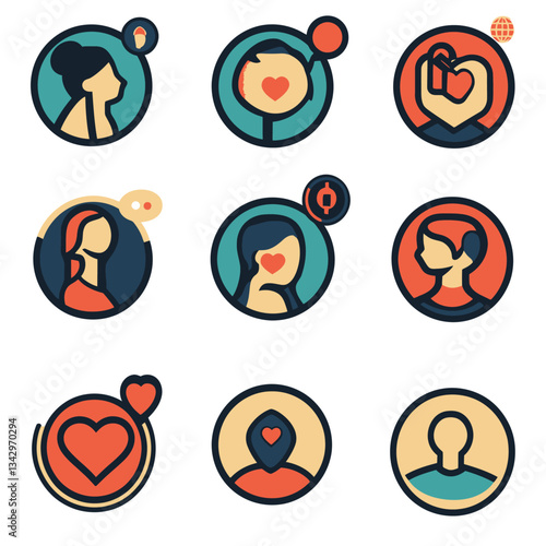 Abstract people icons symbolize love and communication in modern design