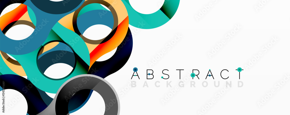 Obraz premium Abstract composition with intertwined circular and tubular forms creating fluid structure with gradients, depth, and sharp contrasts