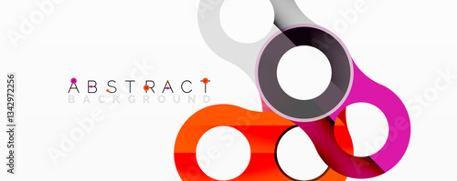 Abstract geometric pattern with interlocking circular and tubular shapes featuring smooth gradients, sharp contrasts, and dynamic layering