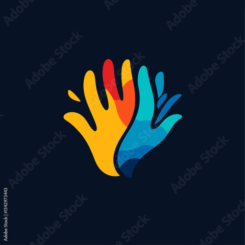 Colorful Hands Graphic Design: Unity, Diversity, Community, Support Concept