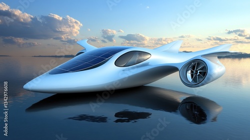 Wallpaper Mural Solar-powered airboat sunset lake Torontodigital.ca