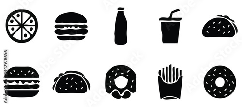 set of vector icons of snacks