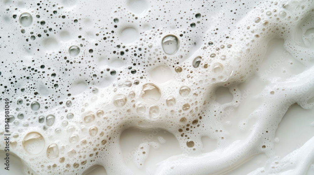 Abstract Close-Up of Creamy White Foam Bubbles Texture Abstract Close-Up of Creamy White Foam Bubbles Texture