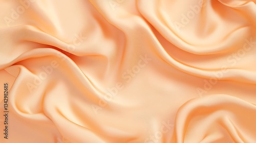 A close-up of soft, flowing peach-colored fabric with gentle folds and creases.