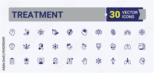 Treatment linear icon. Contain linear sign medicine, flu, allergy, symptom, health care and more. Disease modern icon. Thin outline icons pack. Solid line editable stroke.