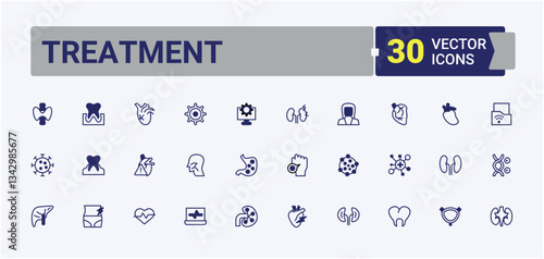 Treatment linear icon. Contain linear sign medicine, flu, allergy, symptom, health care and more. Disease modern icon. Thin outline icons pack. Solid line editable stroke.