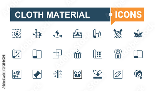 Cloth Material line icon. Contains such icons as fabric, industrial, fiber, cloth and more. Fabric Material linear icon collection. Web icons pack. Solid line editable stroke.