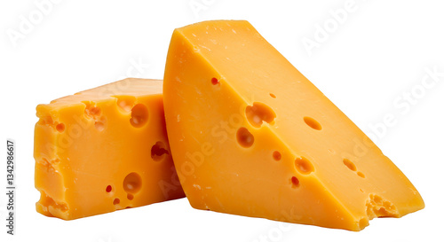 Vibrant Orange Cheddar Cheese Wedges Close Up Studio Shot