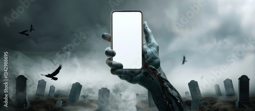 A decaying hand from beyond the grave offers a blank screen