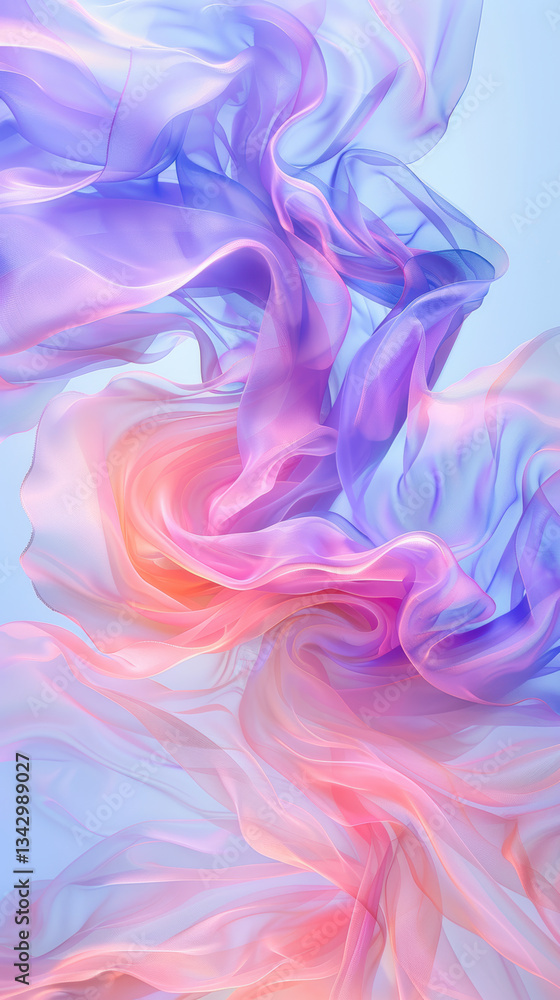 Fototapeta premium Abstract fusion of colorful silk veils in airy movement
