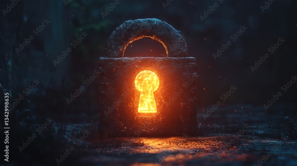 Obraz premium A glowing digital lock symbolizing cybersecurity 