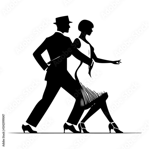 dancing couple dancing, silhouette of Charleston couple, Elegance in Motion: Dancing Silhouette