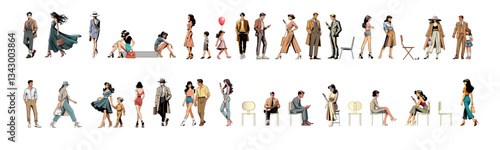 Architectural Scale People Figures Illustrated Silhouettes