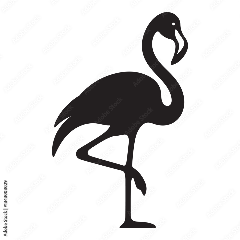 Fototapeta premium Flamingo in silhouette stock illustration