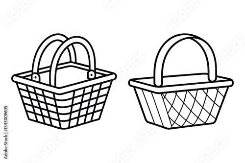 Summer busket icons silhouette vector set