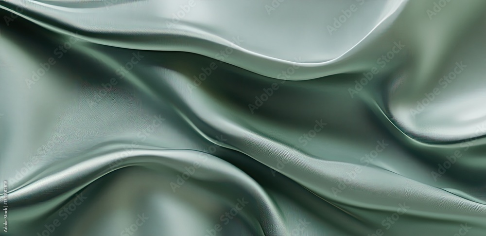 Obraz premium Draped sage green silk fabric texture.