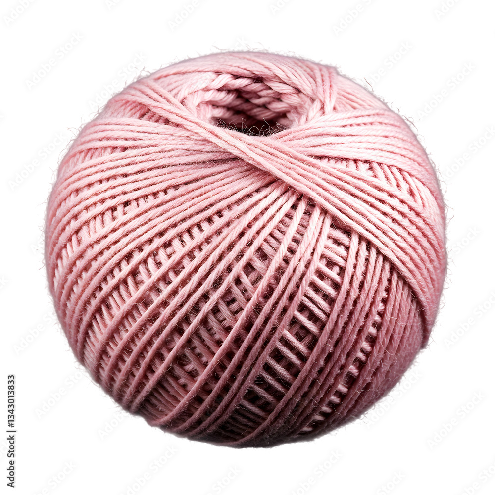 Fototapeta premium Pink Yarn Ball Isolated on Transparent Background 