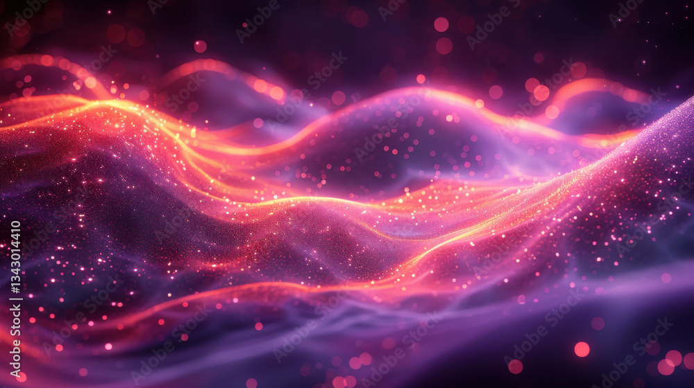 Fototapeta premium Luminous Abstract Waves with Glitter Effects