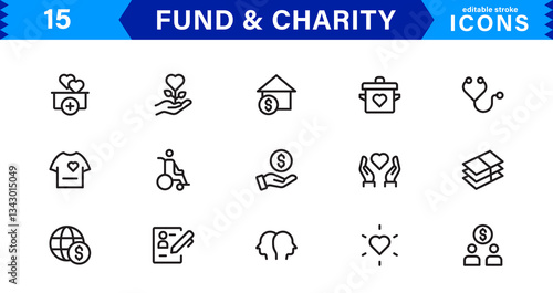 Charity and Fund Icon Pack. Perfect Icons for Donations, Crowdfunding, and Charity Campaigns