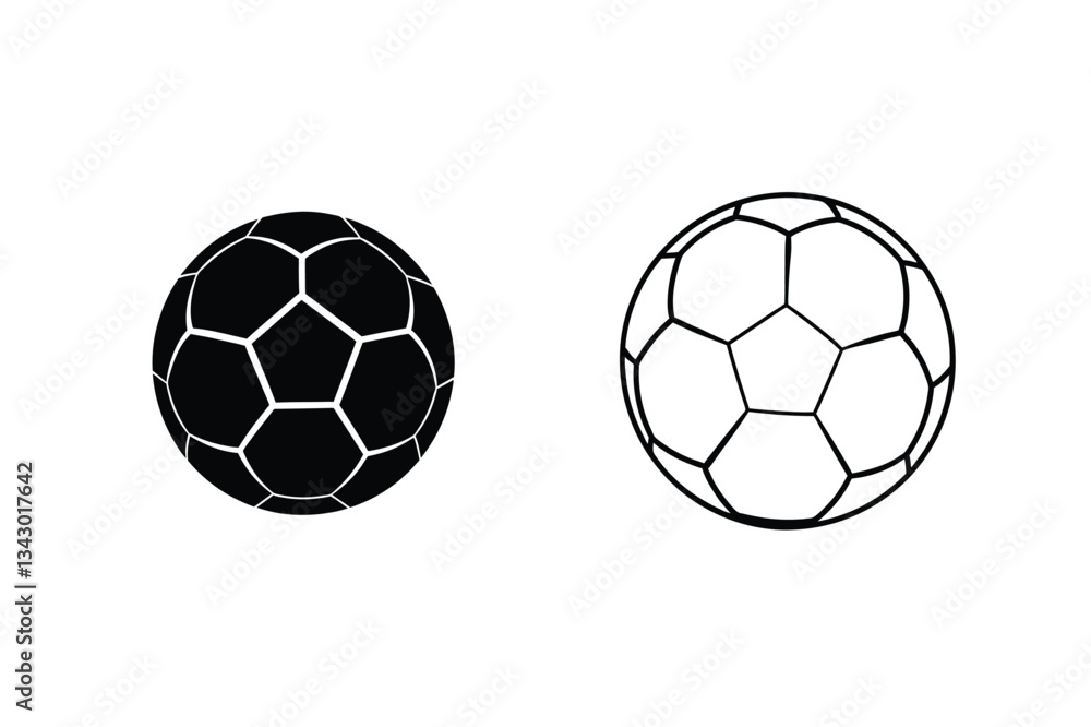 Obraz premium Soccer Balls, Black and White, Sport Icons, Game Symbols, Design Elements