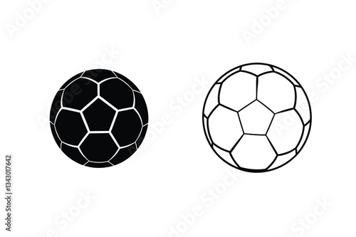 Soccer Balls, Black and White, Sport Icons, Game Symbols, Design Elements