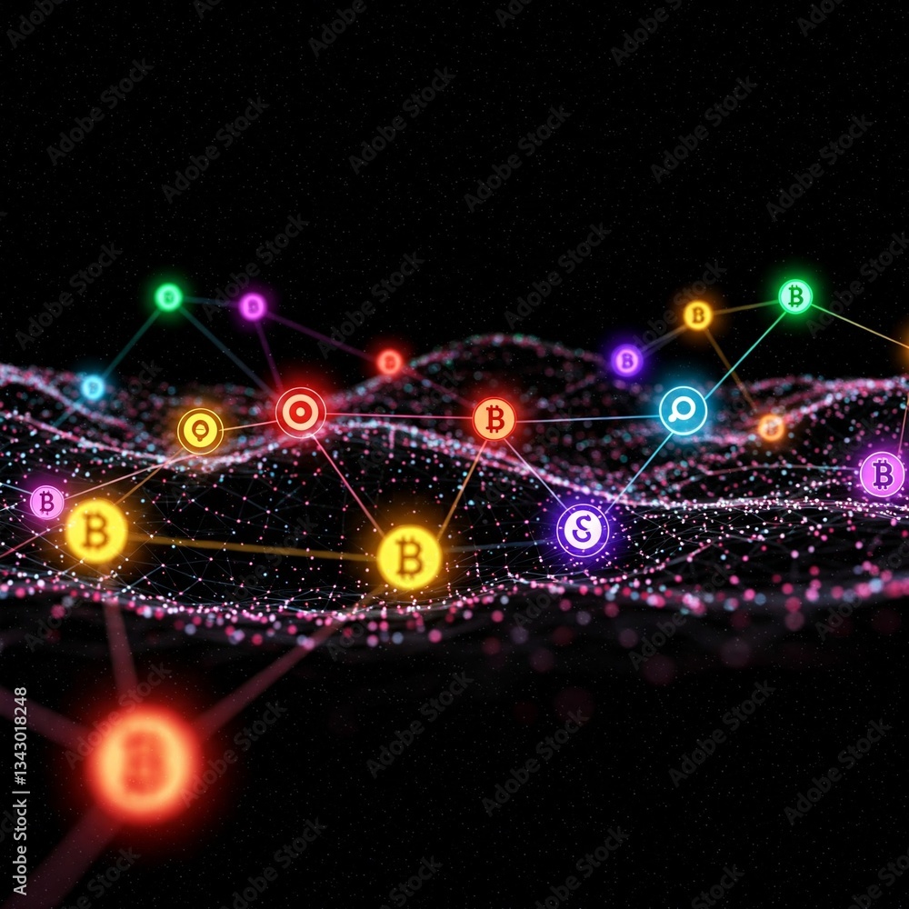 visualization of digital currency with connection node visualization of digital currency with connection node