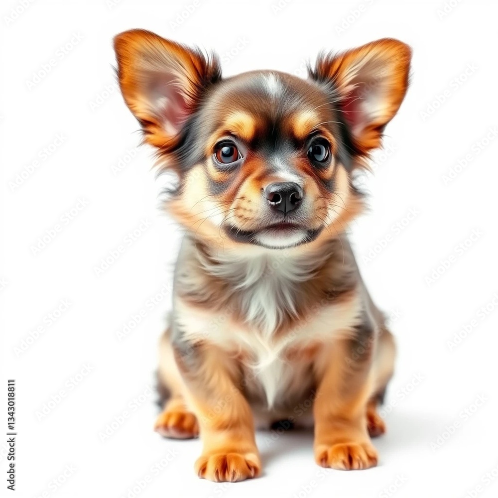 Adorable Puppy with Fluffy Fur and Big Ears – Cute Pet Portrait Adorable Puppy with Fluffy Fur and Big Ears – Cute Pet Portrait