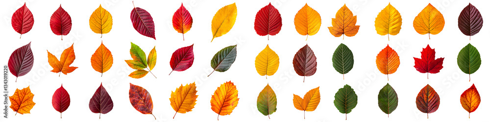 Obraz premium A diverse assortment of colorful autumn leaves including shades of red orange yellow and green showcasing the natural beauty of the changing seasons