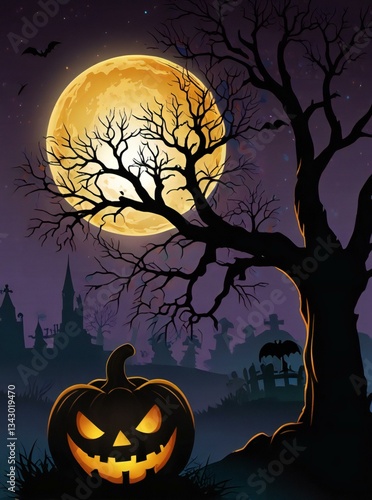 halloween background with pumpkins photo