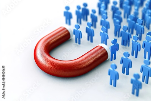 Red magnet attracting blue figures.