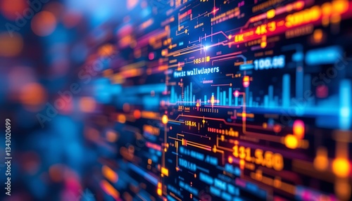 Abstract Tech Wallpaper Neon Data Stream Background