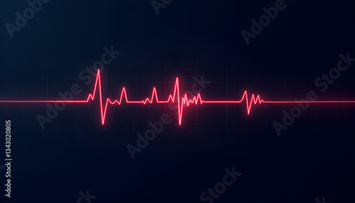 Heartbeat ECG illustration in red and black colors depicting medical monitoring