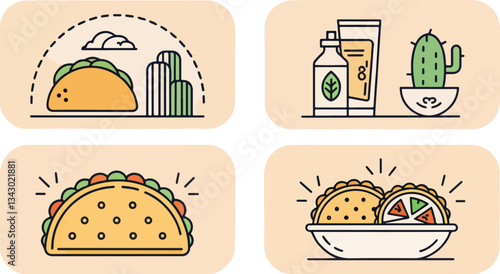Set of Taco vector design, Taco Logo and icon design, Taco Illustration vector design