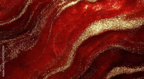 Wallpaper Mural An abstract red and gold wave pattern with glitter. Torontodigital.ca