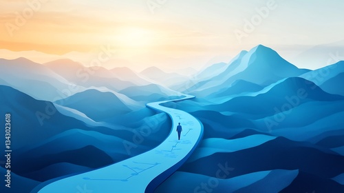 Business planning roadmap milestones abstract landscape strategic vision