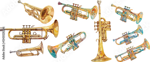 trumpet watercolor clipart