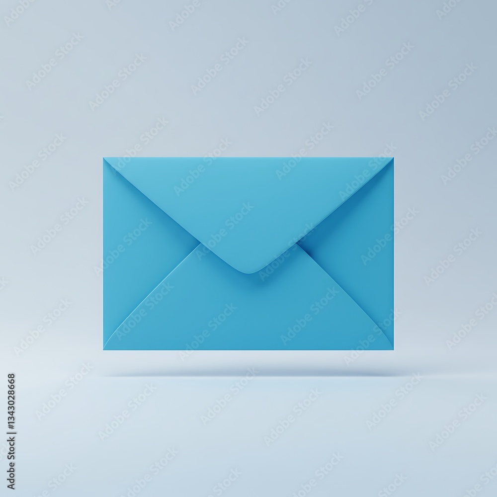 A 3D render of a closed letter - an envelope of blue paper used to send a newsletter or subscription.
A 3D render of a closed letter - an envelope of blue paper used to send a newsletter or subscription.