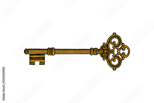 hand drawn vintage key illustration