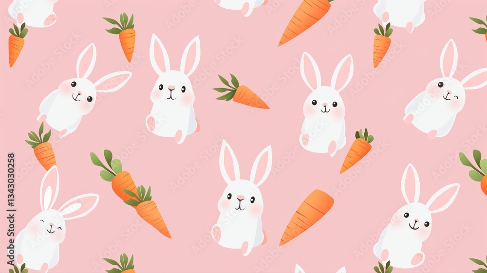 Fototapeta premium pattern with rabbits and carrots, background