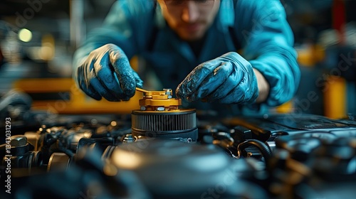 A freshly cleaned throttle body is being reinstalled into an engine bay by a mechanic, signifying the culmination of repair work.