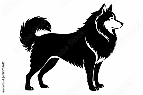 alaskan malamute line art silhouette vector illustration