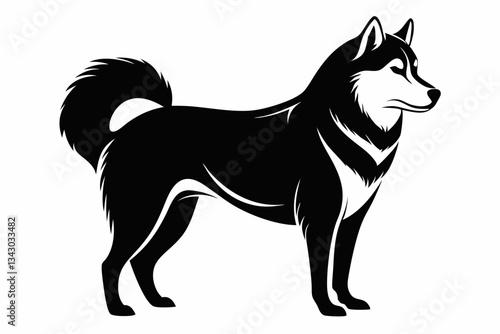 alaskan malamute line art silhouette vector illustration