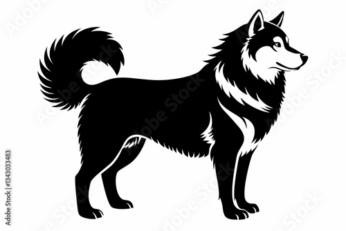 alaskan malamute line art silhouette vector illustration