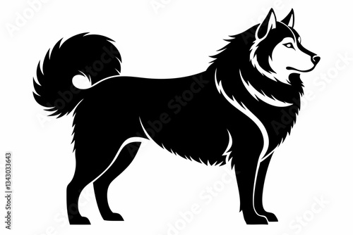 alaskan malamute line art silhouette vector illustration