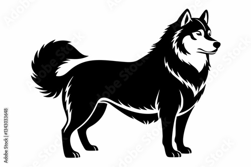 alaskan malamute line art silhouette vector illustration
